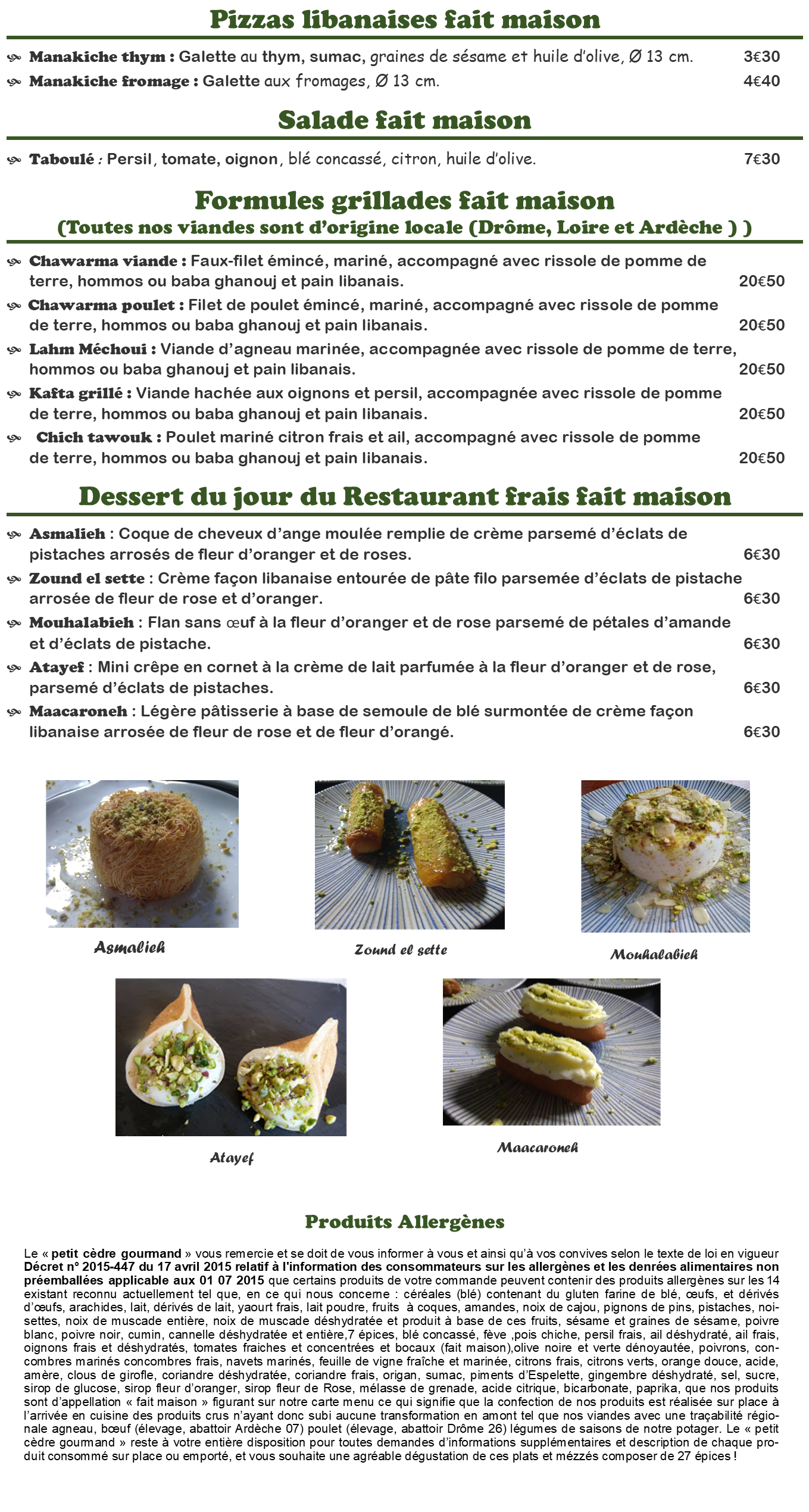 Menu partie 2